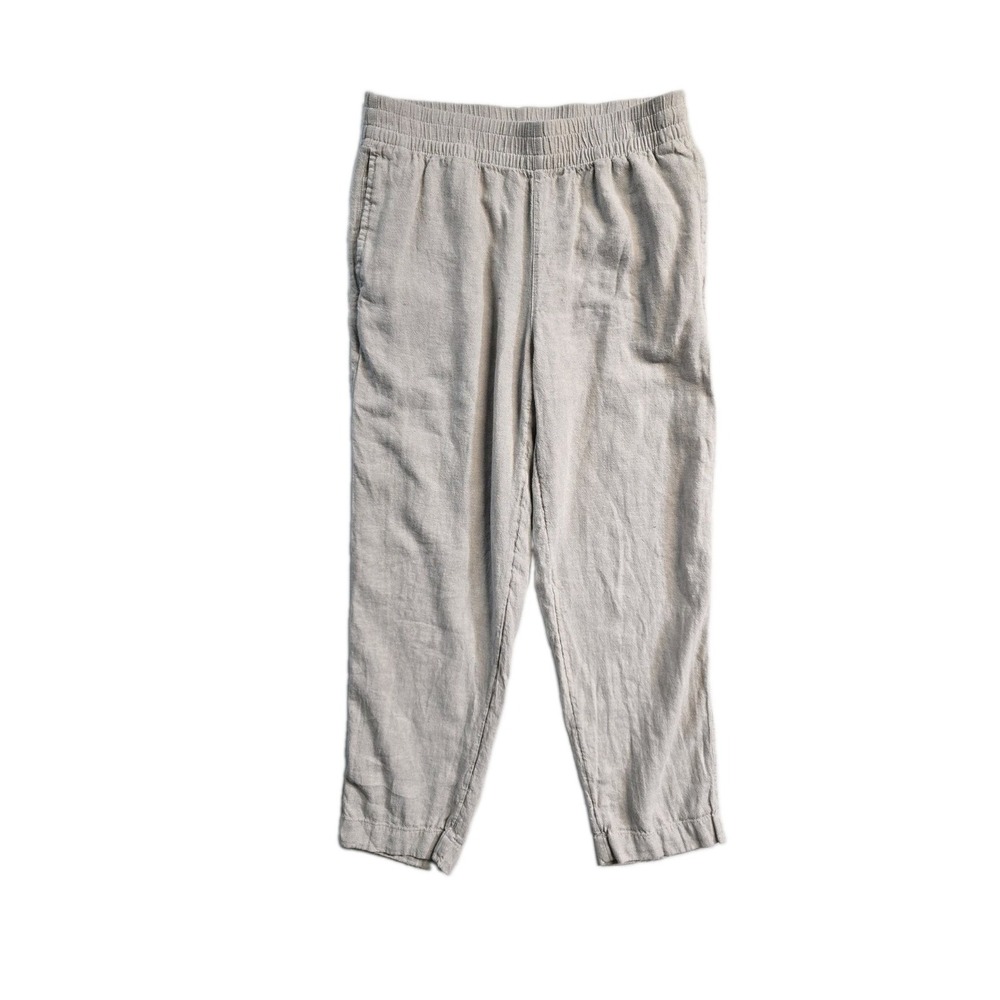 Old Navy Women's Linen Pants Pull On M Tall Beige Hi-rise Straight